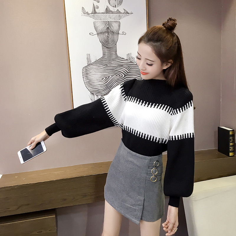 Modern női széles blúz zöld, fehér és fekete színben