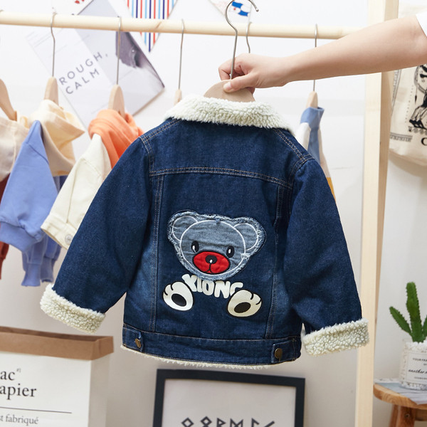 Geaca de blugi pentru baieti pentru copii in albastru cu broderie