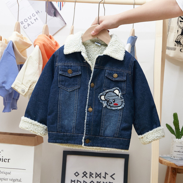 Geaca de blugi pentru baieti pentru copii in albastru cu broderie