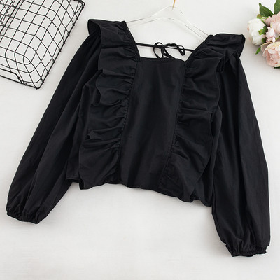 Καθημερινή γυναικεία μπλούζα με κορδόνια και μακρύ μανίκι σε τέσσερα χρώματα