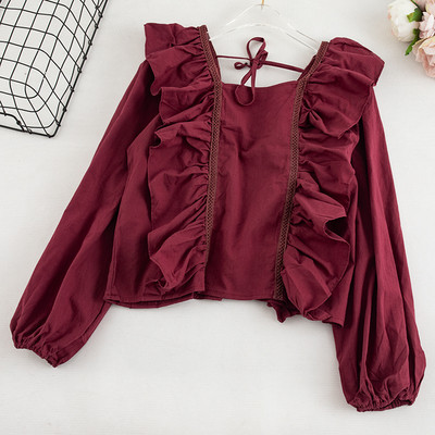 Καθημερινή γυναικεία μπλούζα με κορδόνια και μακρύ μανίκι σε τέσσερα χρώματα