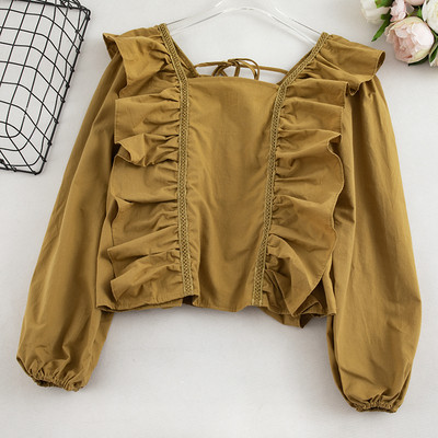 Καθημερινή γυναικεία μπλούζα με κορδόνια και μακρύ μανίκι σε τέσσερα χρώματα