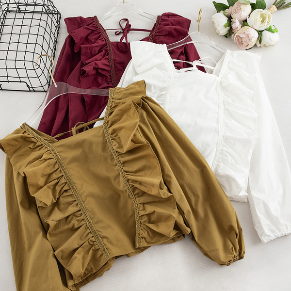 Καθημερινή γυναικεία μπλούζα με κορδόνια και μακρύ μανίκι σε τέσσερα χρώματα