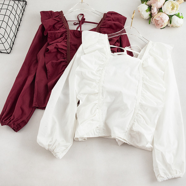 Καθημερινή γυναικεία μπλούζα με κορδόνια και μακρύ μανίκι σε τέσσερα χρώματα