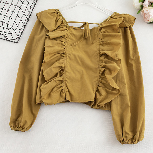 Καθημερινή γυναικεία μπλούζα με κορδόνια και μακρύ μανίκι σε τέσσερα χρώματα