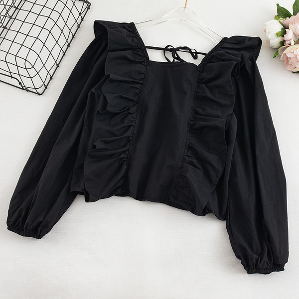 Καθημερινή γυναικεία μπλούζα με κορδόνια και μακρύ μανίκι σε τέσσερα χρώματα