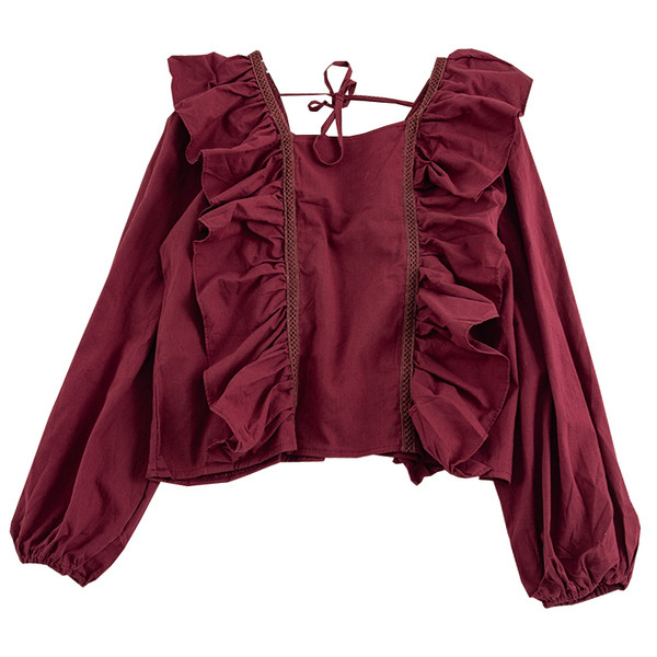 Καθημερινή γυναικεία μπλούζα με κορδόνια και μακρύ μανίκι σε τέσσερα χρώματα