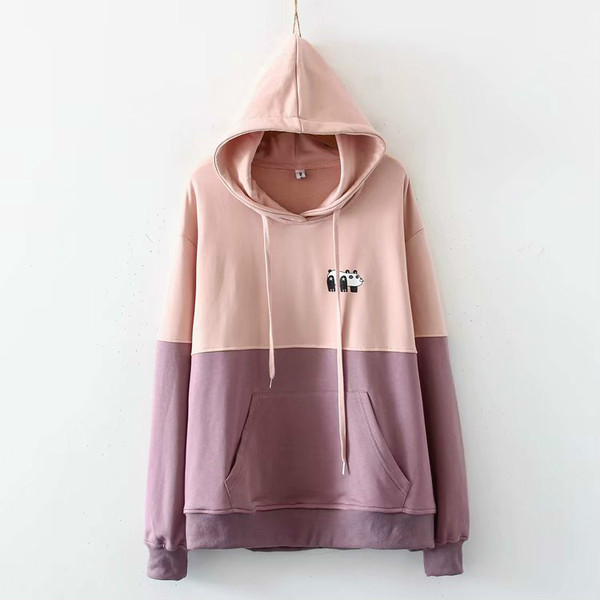 Női alkalmi pulóver kapucnival és zsebbel rózsaszín és kék színben