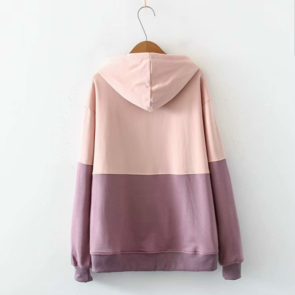 Női alkalmi pulóver kapucnival és zsebbel rózsaszín és kék színben