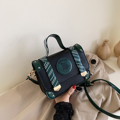 Μοντέρνα γυναικεία τσάντα με μικρή και μακρά λαβή σε μαύρο, καφέ χρώμα και χρώμα μουστάρδας