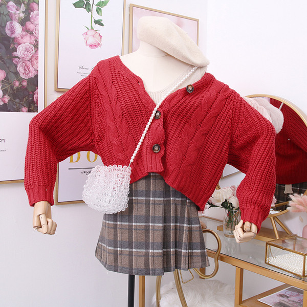 Μοντέρνα γυναικεία ζακέτα  με κουμπιά σε μπλε, μπεζ, κίτρινο και κόκκινο χρώμα