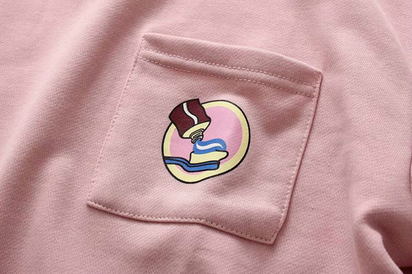 Alkalmi női pulóver klasszikus gallérral és zsebbel kék és rózsaszín színben