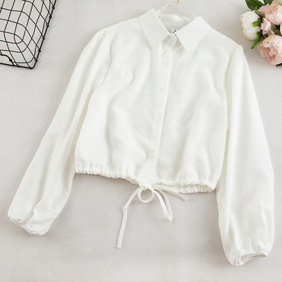 Casual γυναικείο πουκάμισο με κορδόνια και κλασικό γιακά σε διάφορα χρώματα