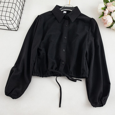 Casual γυναικείο πουκάμισο με κορδόνια και κλασικό γιακά σε διάφορα χρώματα