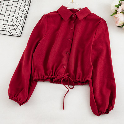 Casual γυναικείο πουκάμισο με κορδόνια και κλασικό γιακά σε διάφορα χρώματα
