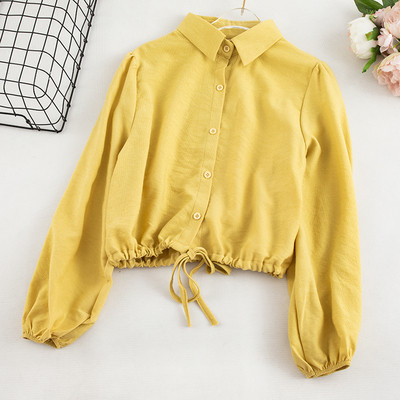 Casual γυναικείο πουκάμισο με κορδόνια και κλασικό γιακά σε διάφορα χρώματα