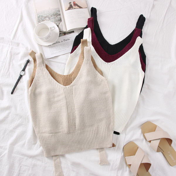 Maieu modern de damă cu decolteu spitz și bretele în mai multe culori