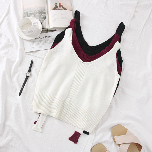 Maieu modern de damă cu decolteu spitz și bretele în mai multe culori