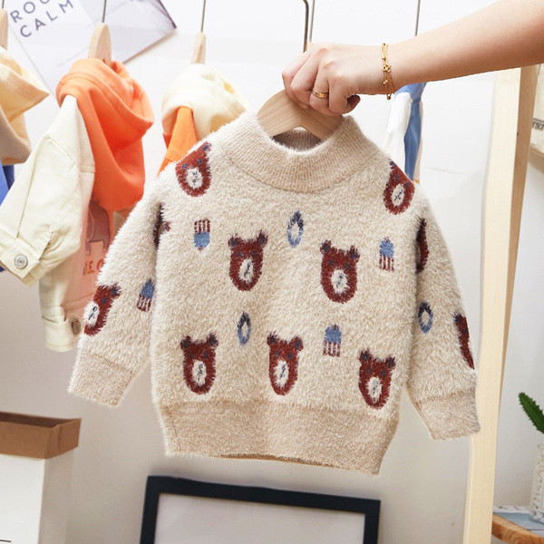 Aktuális gyerek pulóver fiúknak fekete és bézs színben