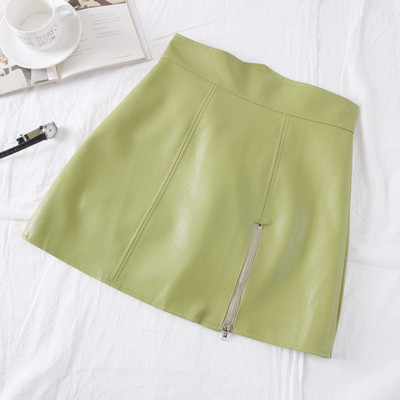 Νέο μοντέλο γυναικεία φούστα από οικολογικό δέρμα με φερμουάρ σε κόκκινο, μαύρο και πράσινο χρώμα