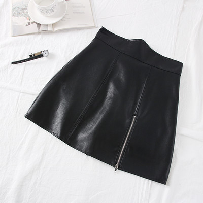 Νέο μοντέλο γυναικεία φούστα από οικολογικό δέρμα με φερμουάρ σε κόκκινο, μαύρο και πράσινο χρώμα