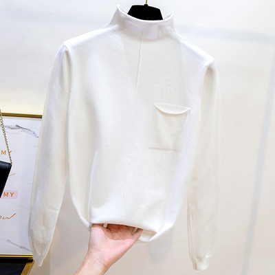 Bluza casual de dama cu buzunar in culorile alb, negru, bej, maro, verde, galben si mov