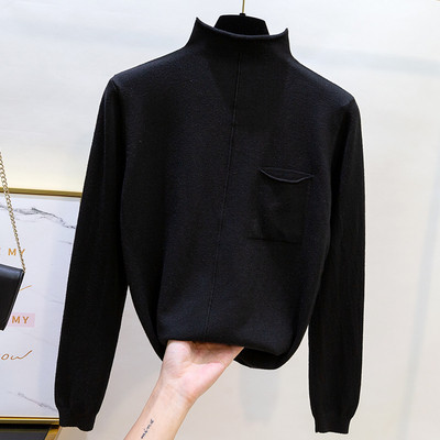 Bluza casual de dama cu buzunar in culorile alb, negru, bej, maro, verde, galben si mov