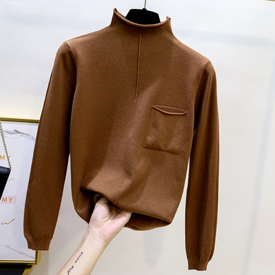 Bluza casual de dama cu buzunar in culorile alb, negru, bej, maro, verde, galben si mov