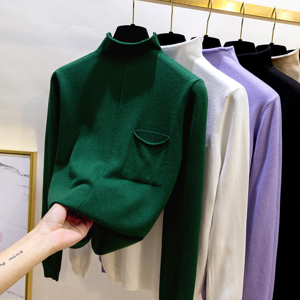 Bluza casual de dama cu buzunar in culorile alb, negru, bej, maro, verde, galben si mov