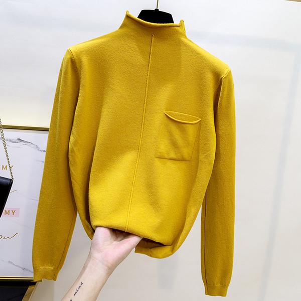 Bluza casual de dama cu buzunar in culorile alb, negru, bej, maro, verde, galben si mov