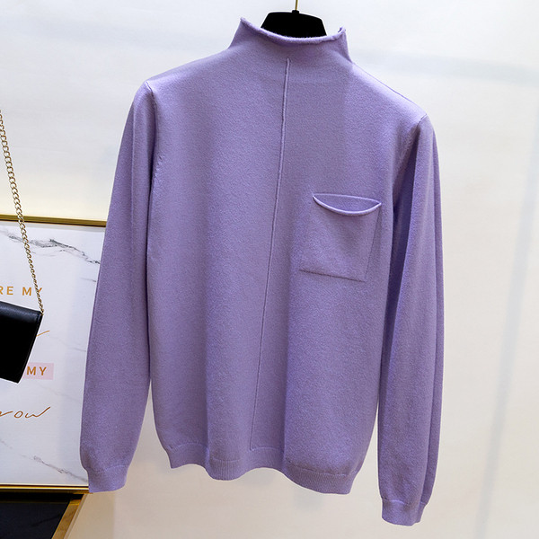 Bluza casual de dama cu buzunar in culorile alb, negru, bej, maro, verde, galben si mov