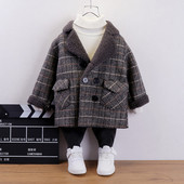 Κομψό παιδικό παλτό για αγόρια σε γκρι και καφέ χρώματα