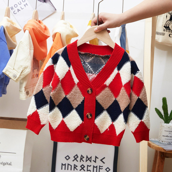 Μοντέρνα παιδική ζακέτα για αγόρια με V-λαιμόκοψη και κουμπιά