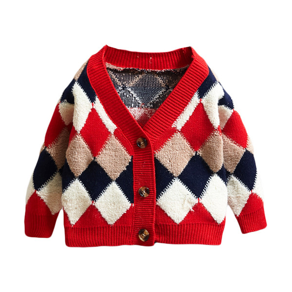 Μοντέρνα παιδική ζακέτα για αγόρια με V-λαιμόκοψη και κουμπιά