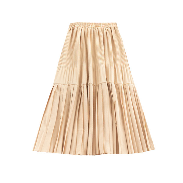 Fusta casual de dama cu talie inalta in negru, bej gri