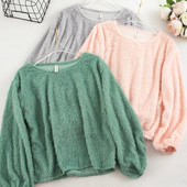 Γυναικείο πουλόβερ με οβάλ λαιμόκοψη και μακρύ μανίκι σε πέντε χρώματα