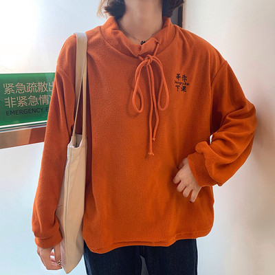 Bluză moale de damă casual, în portocaliu și verde