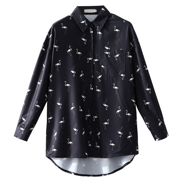 Új modell női ing fekete színben, színes mintával