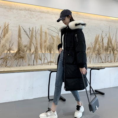 Μακρύ γυναικείο  χειμερινό μπουφάν με ζώνη στη μέση σε διάφορα χρώματα