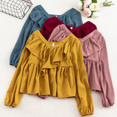 Γυναικεία casual μπλούζα με μακριά μανίκια και λαιμόκοψη σε διάφορα χρώματα