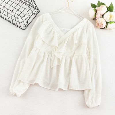 Γυναικεία casual μπλούζα με μακριά μανίκια και λαιμόκοψη σε διάφορα χρώματα