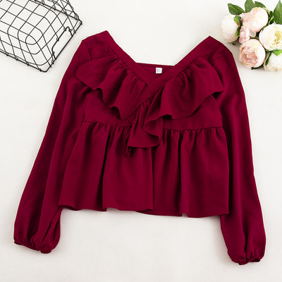 Γυναικεία casual μπλούζα με μακριά μανίκια και λαιμόκοψη σε διάφορα χρώματα