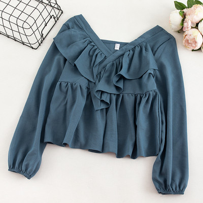 Γυναικεία casual μπλούζα με μακριά μανίκια και λαιμόκοψη σε διάφορα χρώματα