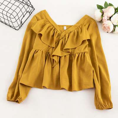 Γυναικεία casual μπλούζα με μακριά μανίκια και λαιμόκοψη σε διάφορα χρώματα