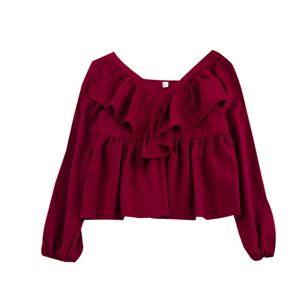 Γυναικεία casual μπλούζα με μακριά μανίκια και λαιμόκοψη σε διάφορα χρώματα