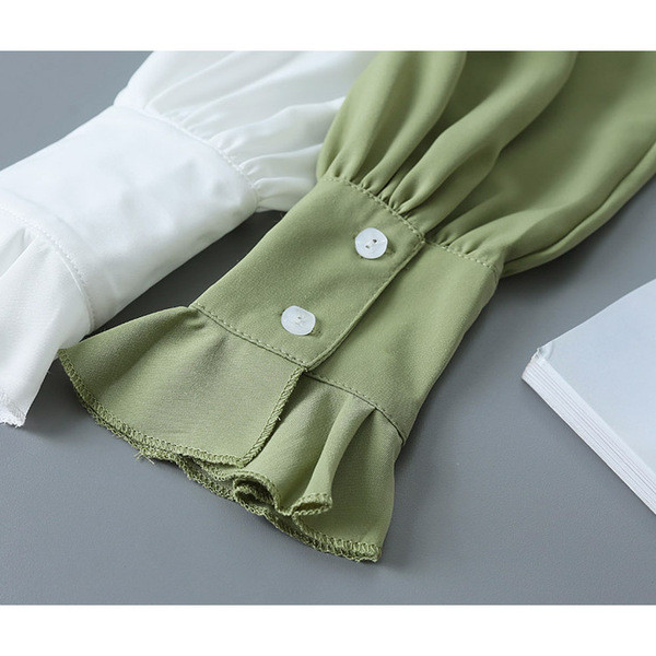 Camasa de dama model nou cu nasturi in alb, verde si roz