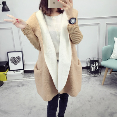 Μακρύ γυναικεία ζακέτα μακρύ με τσέπες σε άσπρο, γκρι και καφέ χρώμα