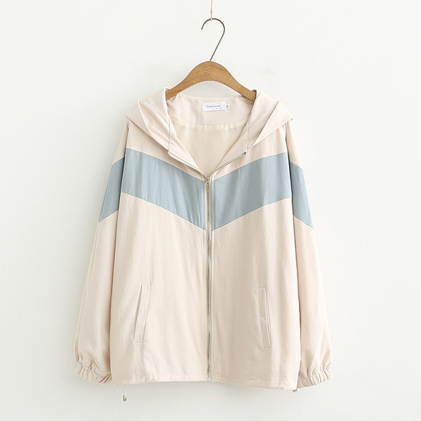 Μοντέρνο γυναικείο μπουφάν για το  φθινόπωρο με κουκούλα και τσέπη σε δύο χρώματα