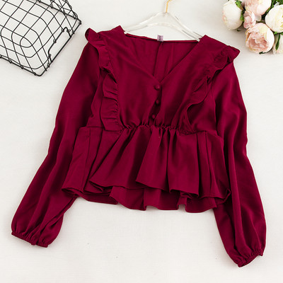 Μοντέρνα γυναικεία μπλούζα με λαιμόκοψη και κουμπιά σε διάφορα χρώματα