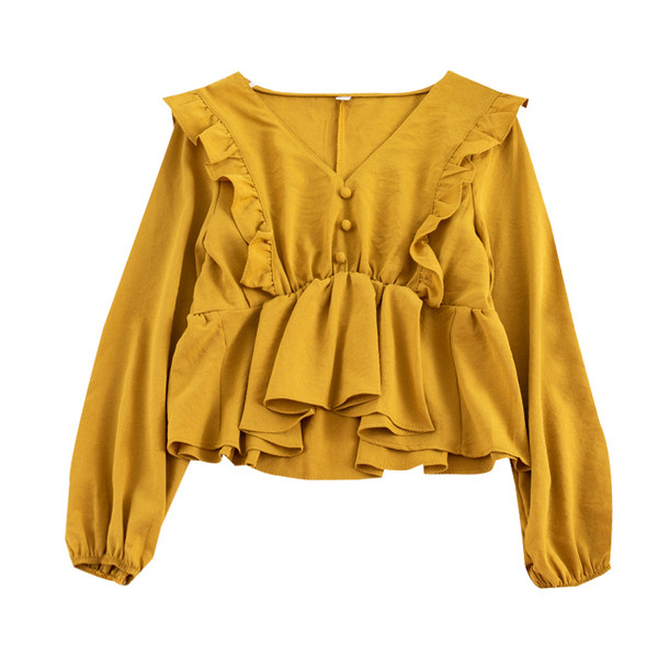 Μοντέρνα γυναικεία μπλούζα με λαιμόκοψη και κουμπιά σε διάφορα χρώματα